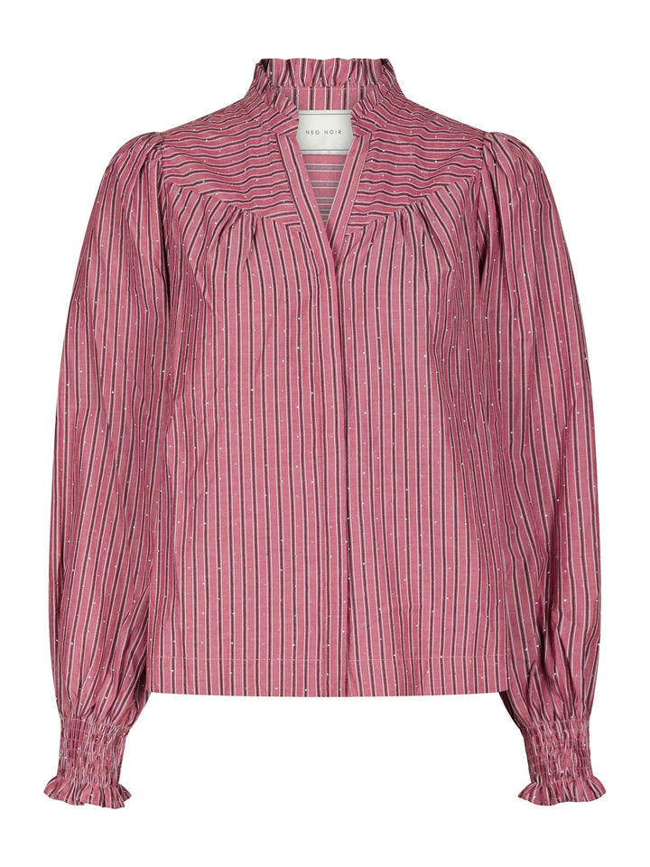 Astrida Soft Stripe Stone Blouse Dark Rose