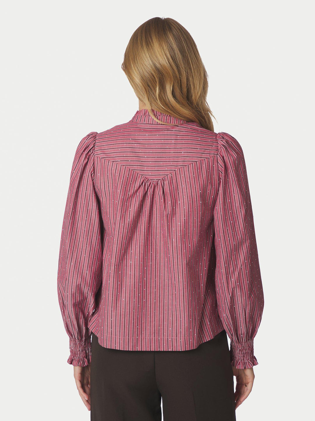 Astrida Soft Stripe Stone Blouse Dark Rose