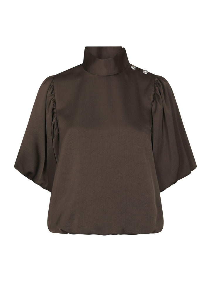 Parisa Heavy Sateen Blouse Dark Brown