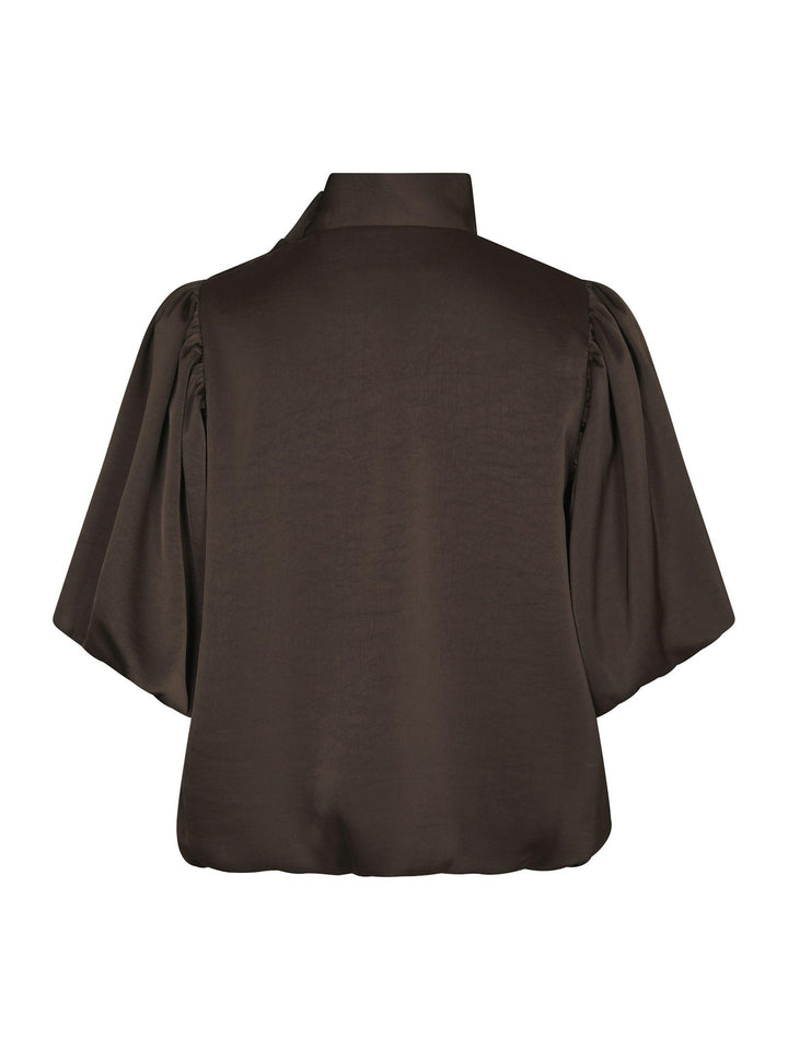 Parisa Heavy Sateen Blouse Dark Brown