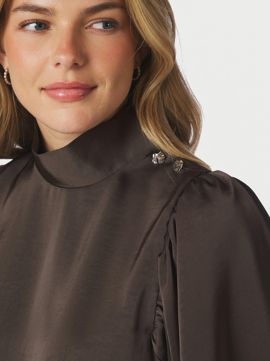 Parisa Heavy Sateen Blouse Dark Brown