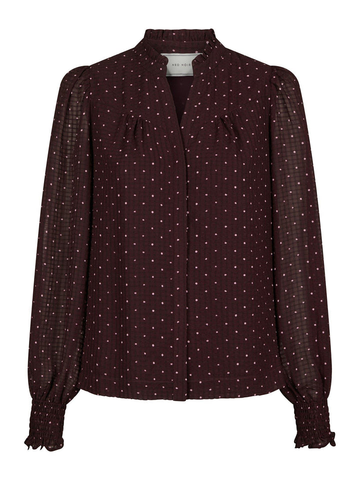 Astrida Dotted Blouse Burgundy