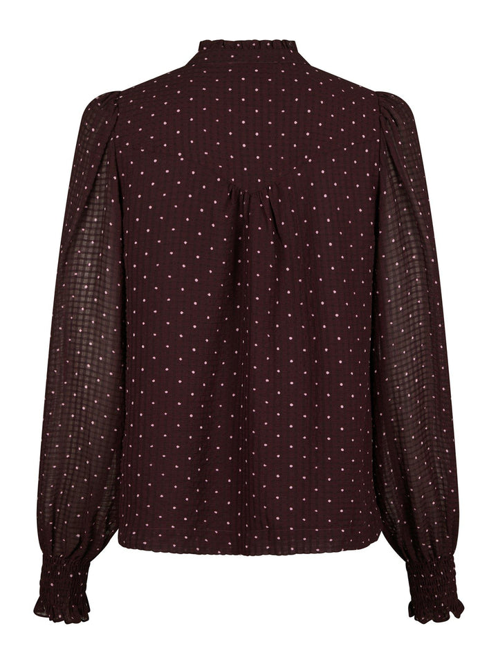 Astrida Dotted Blouse Burgundy