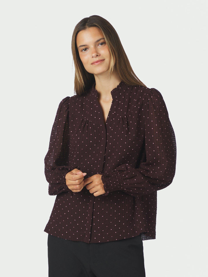 Astrida Dotted Blouse Burgundy