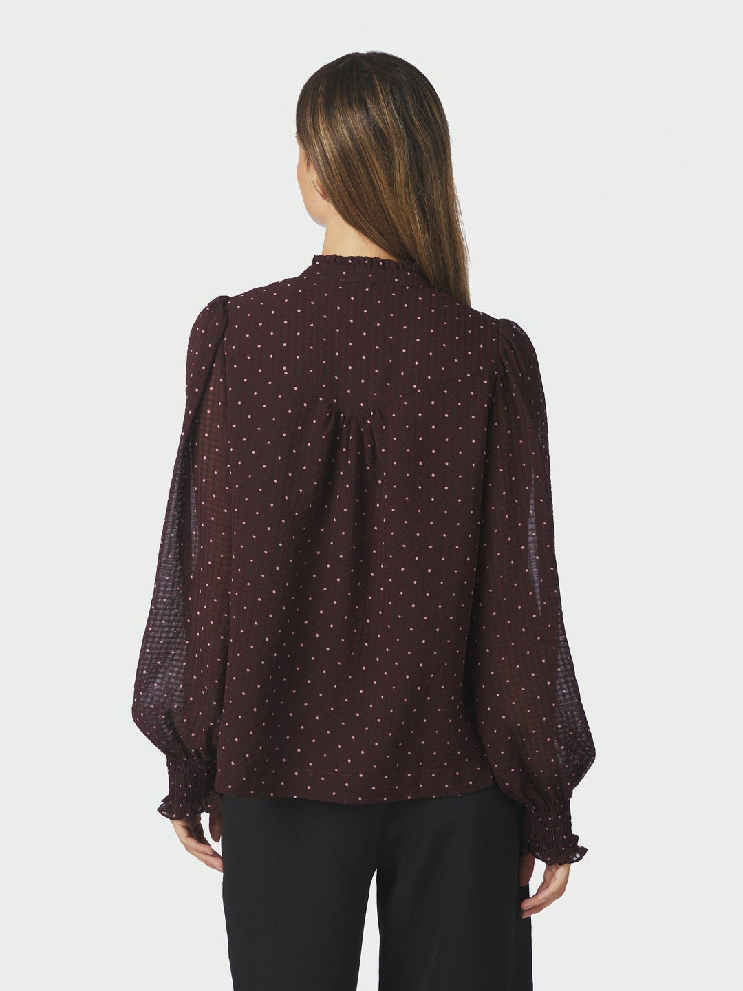Astrida Dotted Blouse Burgundy