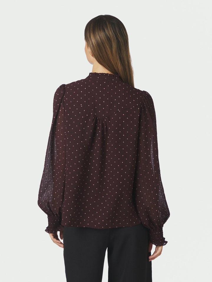 Astrida Dotted Blouse Burgundy
