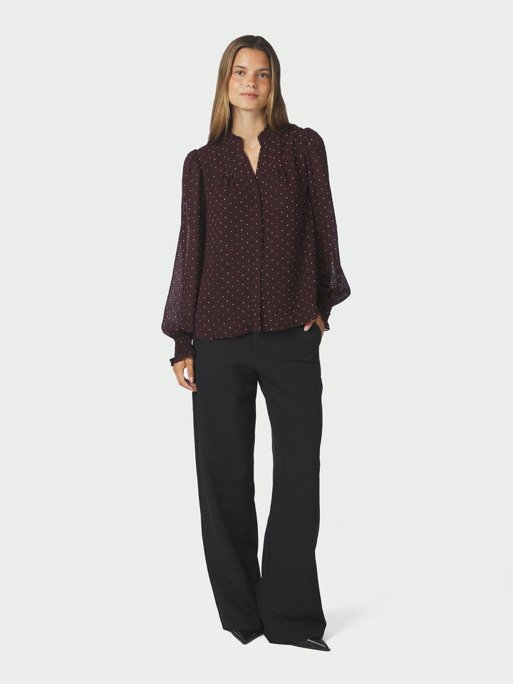 Astrida Dotted Blouse Burgundy