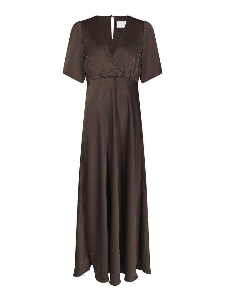 Zelina Heavy Sateen Dress Dark Brown
