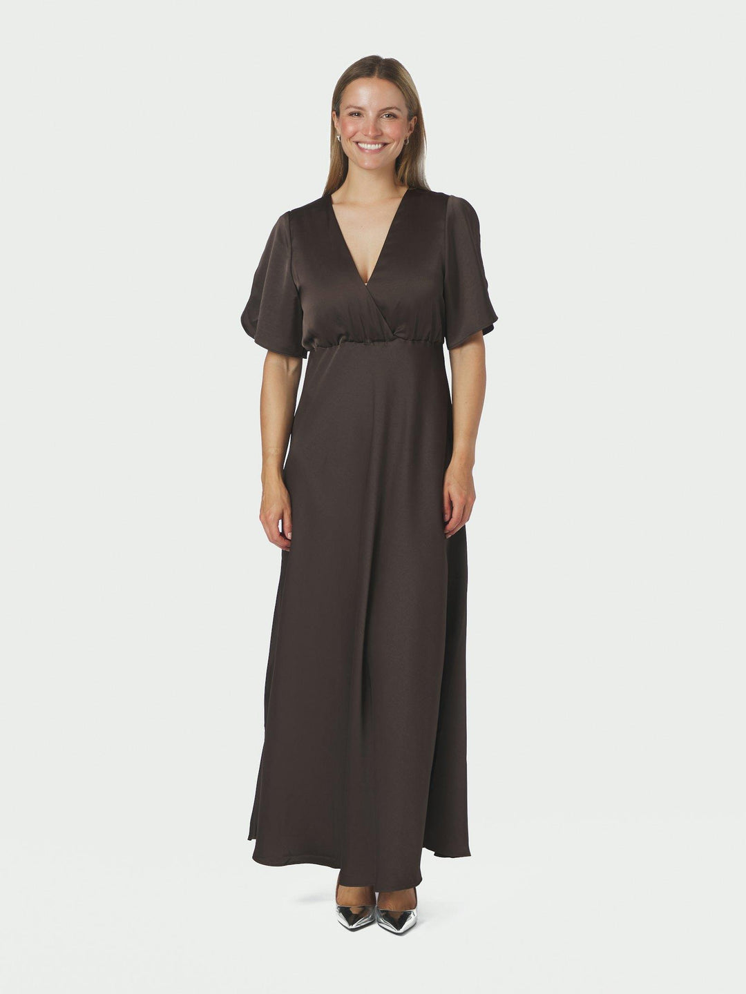 Zelina Heavy Sateen Dress Dark Brown