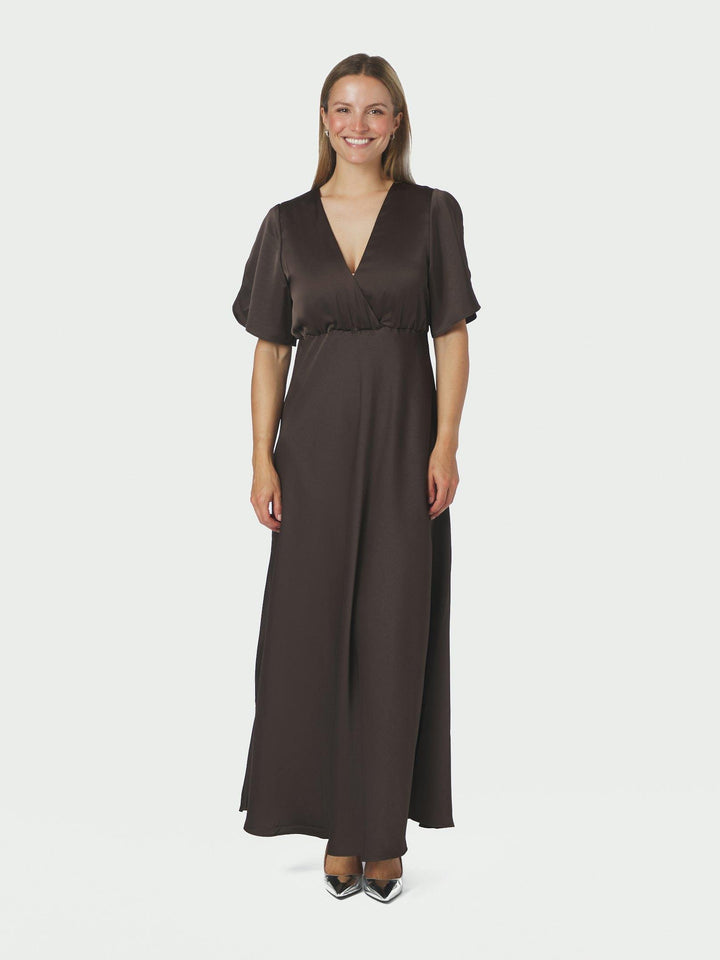 Zelina Heavy Sateen Dress Dark Brown