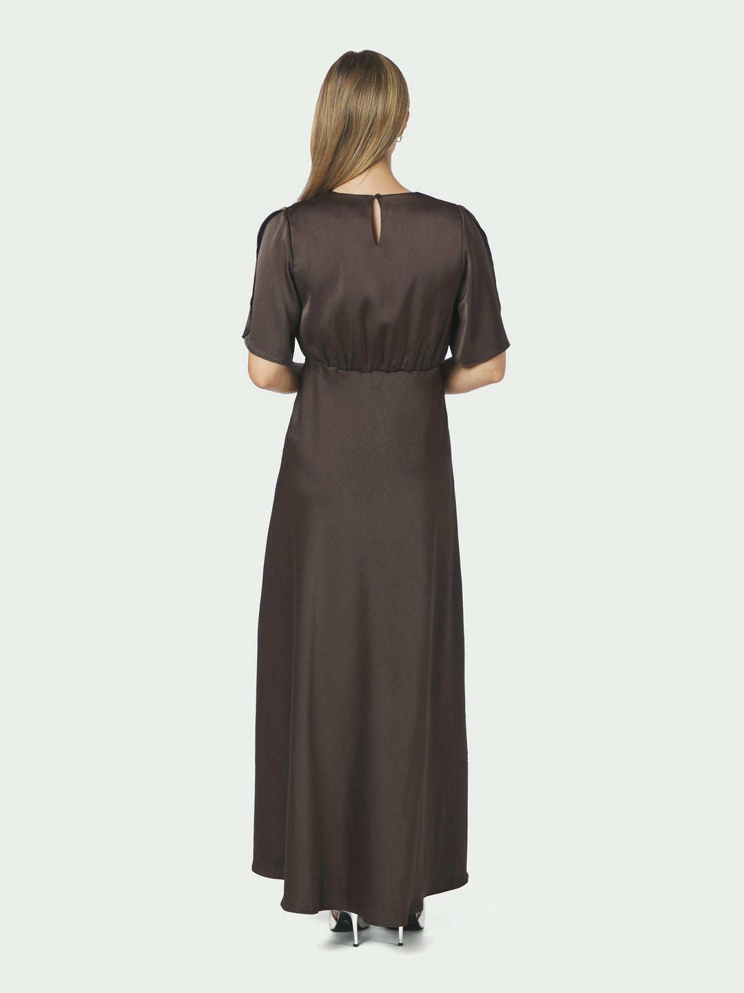 Zelina Heavy Sateen Dress Dark Brown