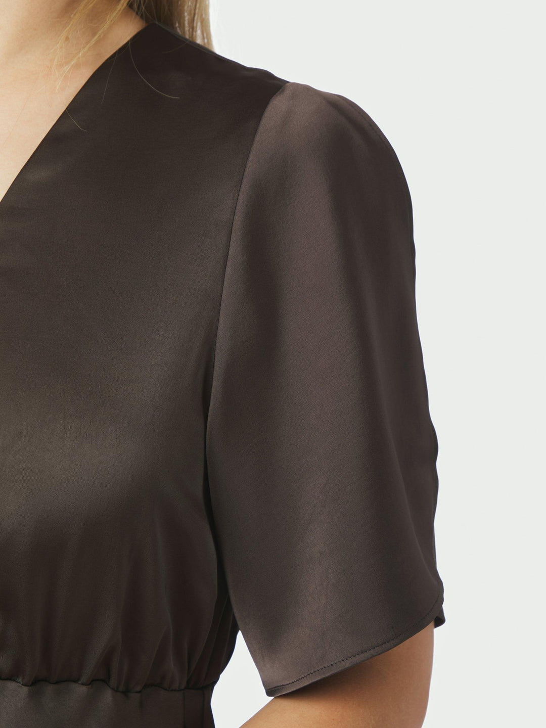Zelina Heavy Sateen Dress Dark Brown