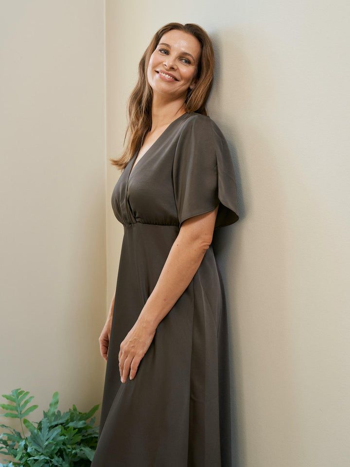 Zelina Heavy Sateen Dress Dark Brown