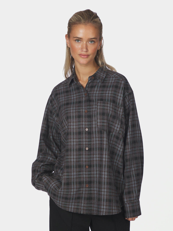 Dalma Flannel Check Shirt Warm Grey
