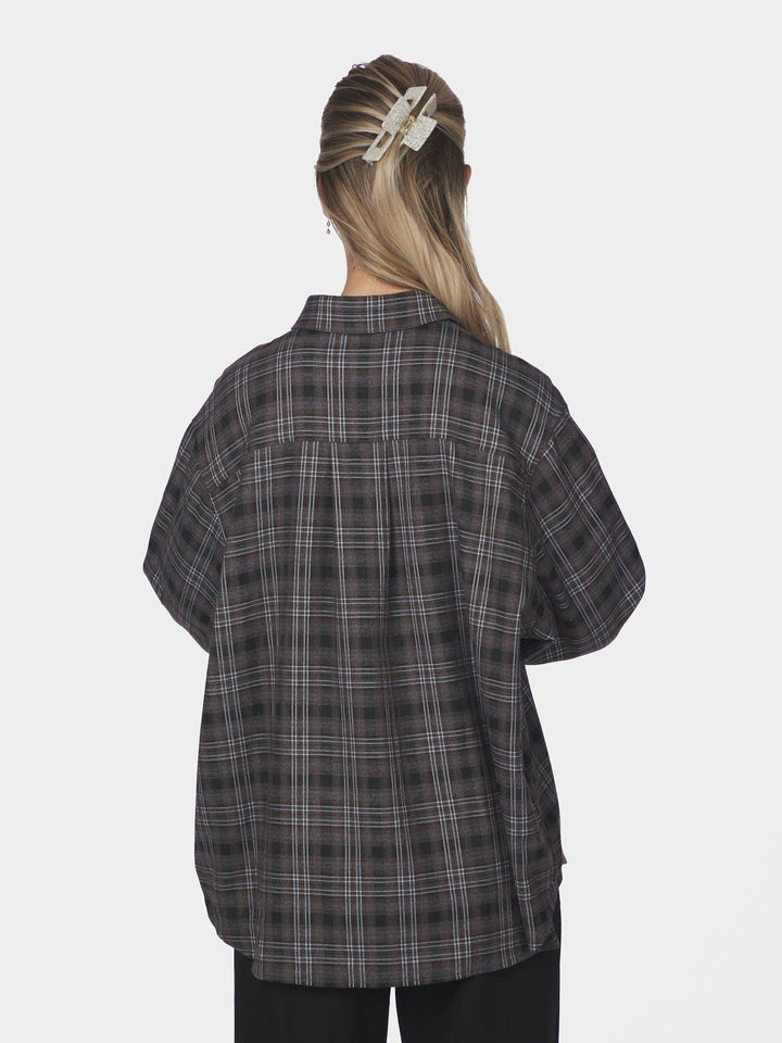 Dalma Flannel Check Shirt Warm Grey