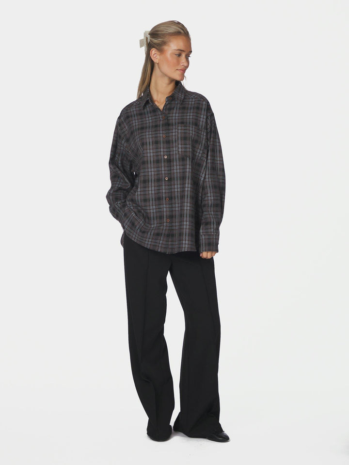Dalma Flannel Check Shirt Warm Grey