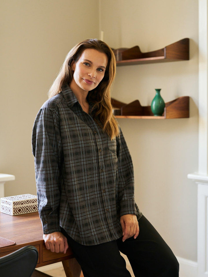 Dalma Flannel Check Shirt Warm Grey