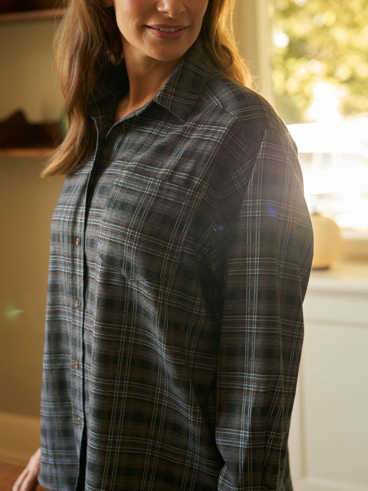 Dalma Flannel Check Shirt Warm Grey