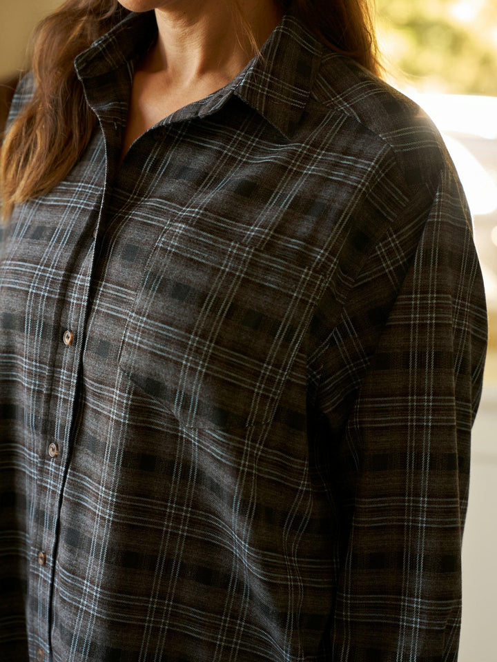 Dalma Flannel Check Shirt Warm Grey