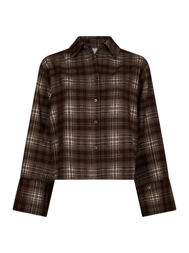 Jaylin Flannel Check Shirt Warm Grey