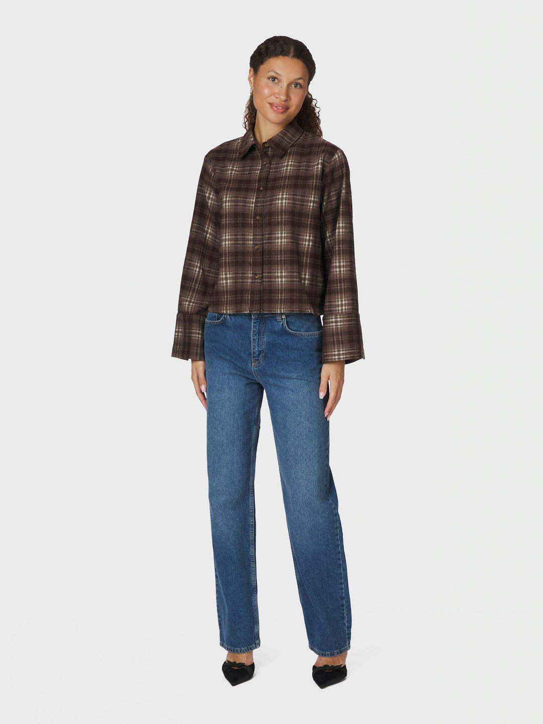 Jaylin Flannel Check Shirt Warm Grey