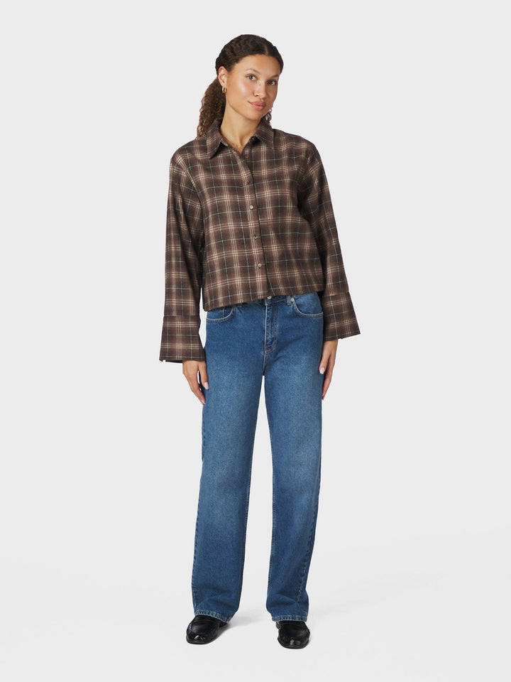 Jaylin Flannel Check Shirt Dark Taupe