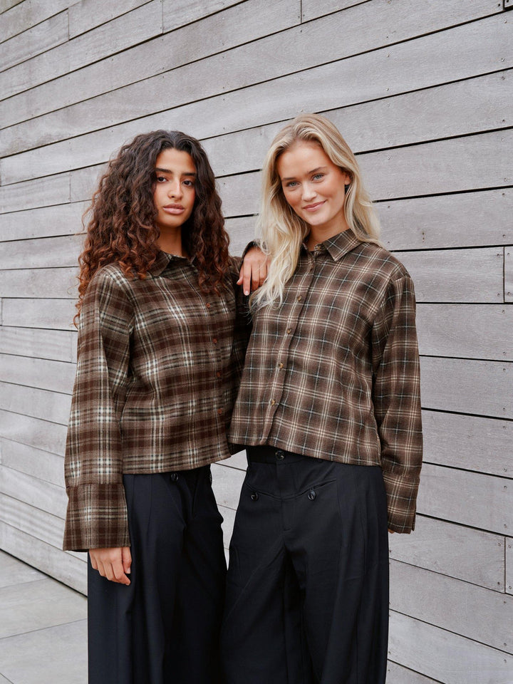 Jaylin Flannel Check Shirt Dark Taupe
