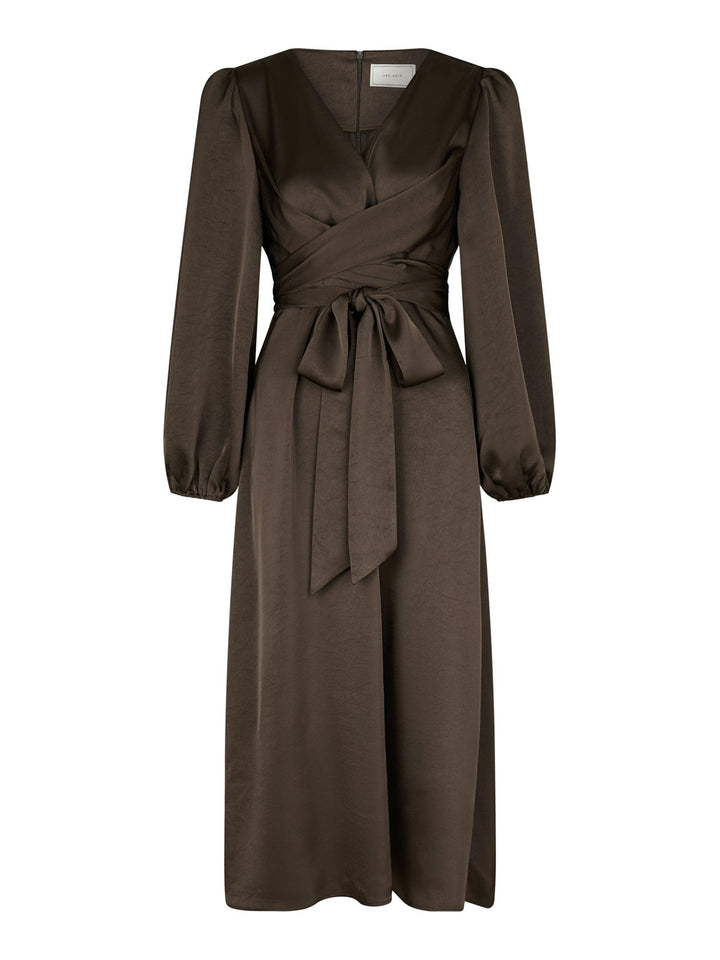 Rimini Heavy Sateen Dress Dark Brown