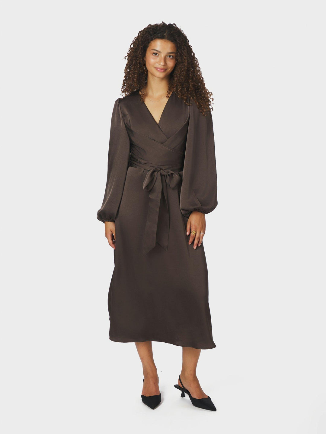Rimini Heavy Sateen Dress Dark Brown