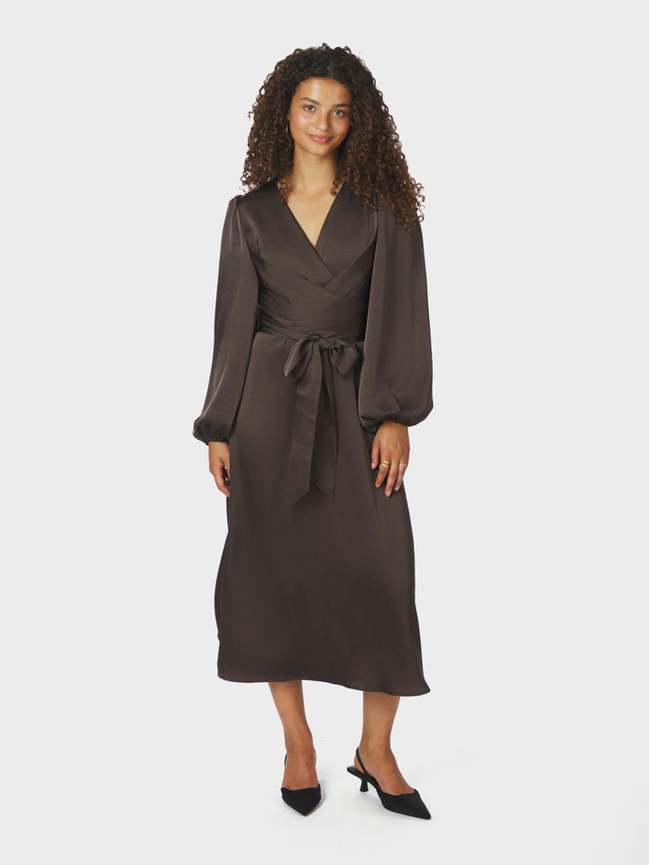 Rimini Heavy Sateen Dress Dark Brown