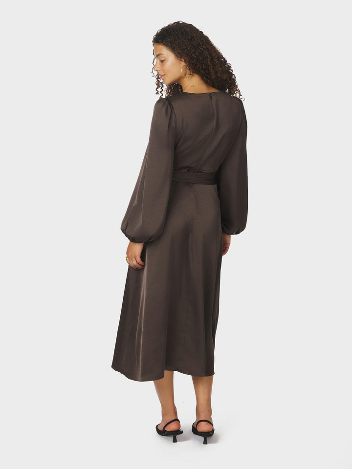 Rimini Heavy Sateen Dress Dark Brown