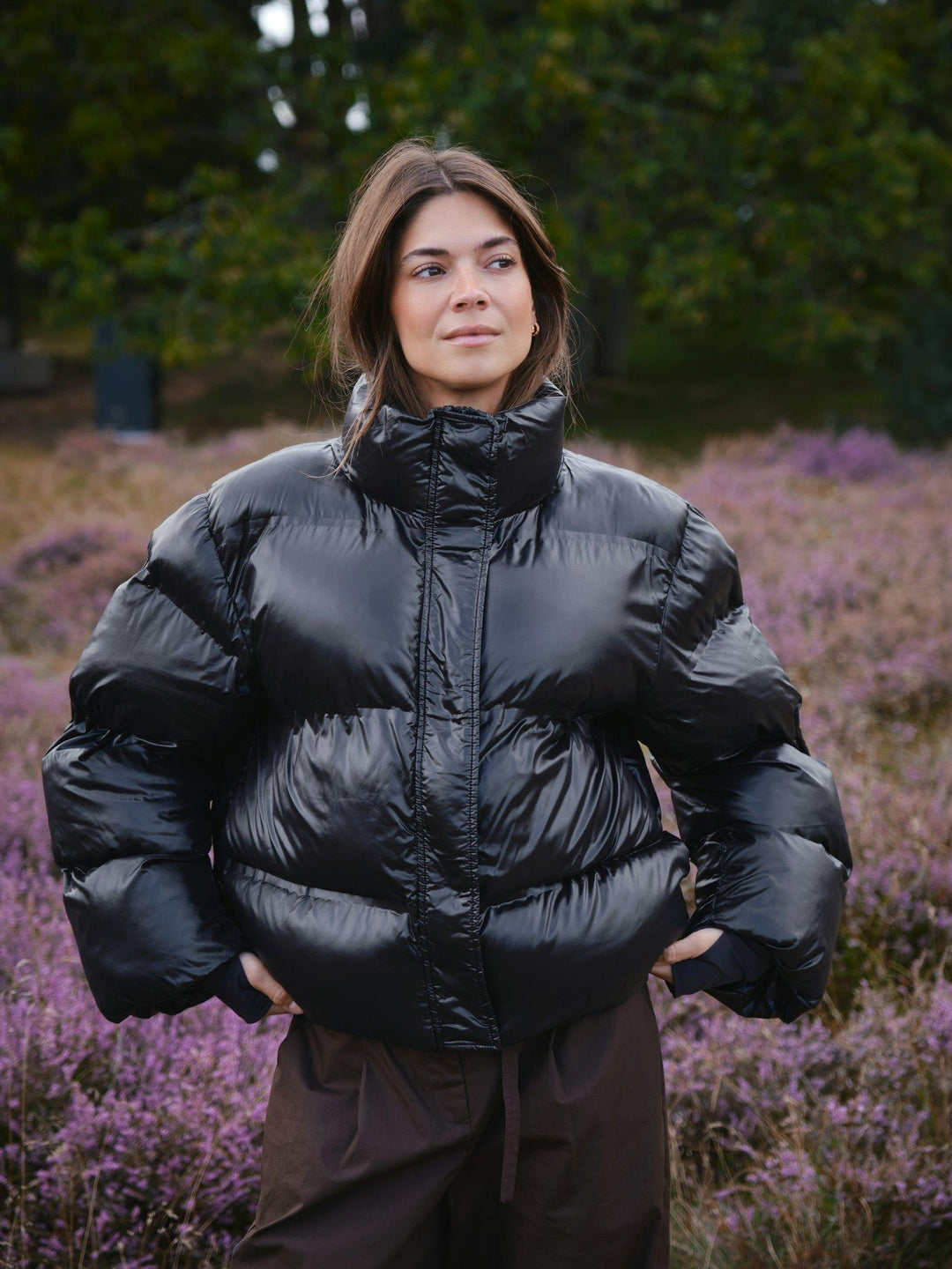 Rhea Shiny Puffer Jacket Black