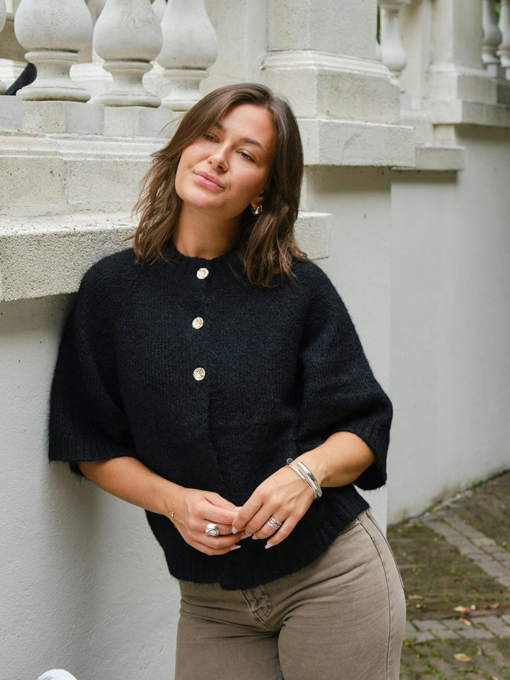Benuta Fluffy Knit Cardigan Black