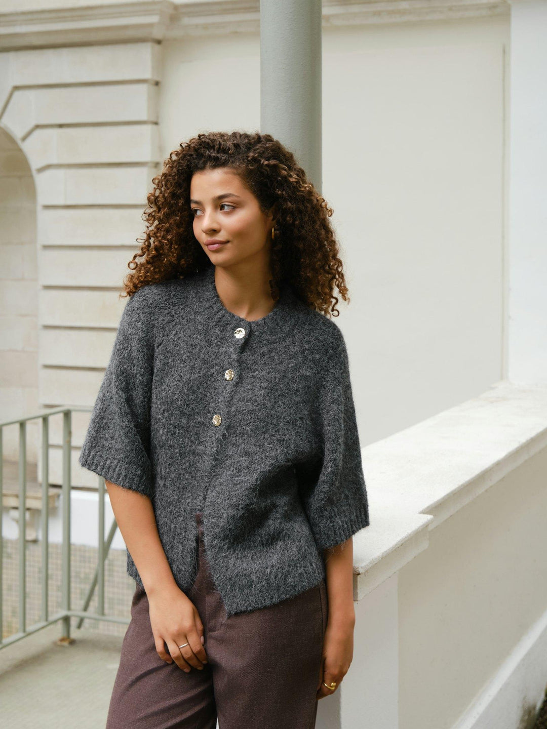 Benuta Fluffy Knit Cardigan Antracit Melange