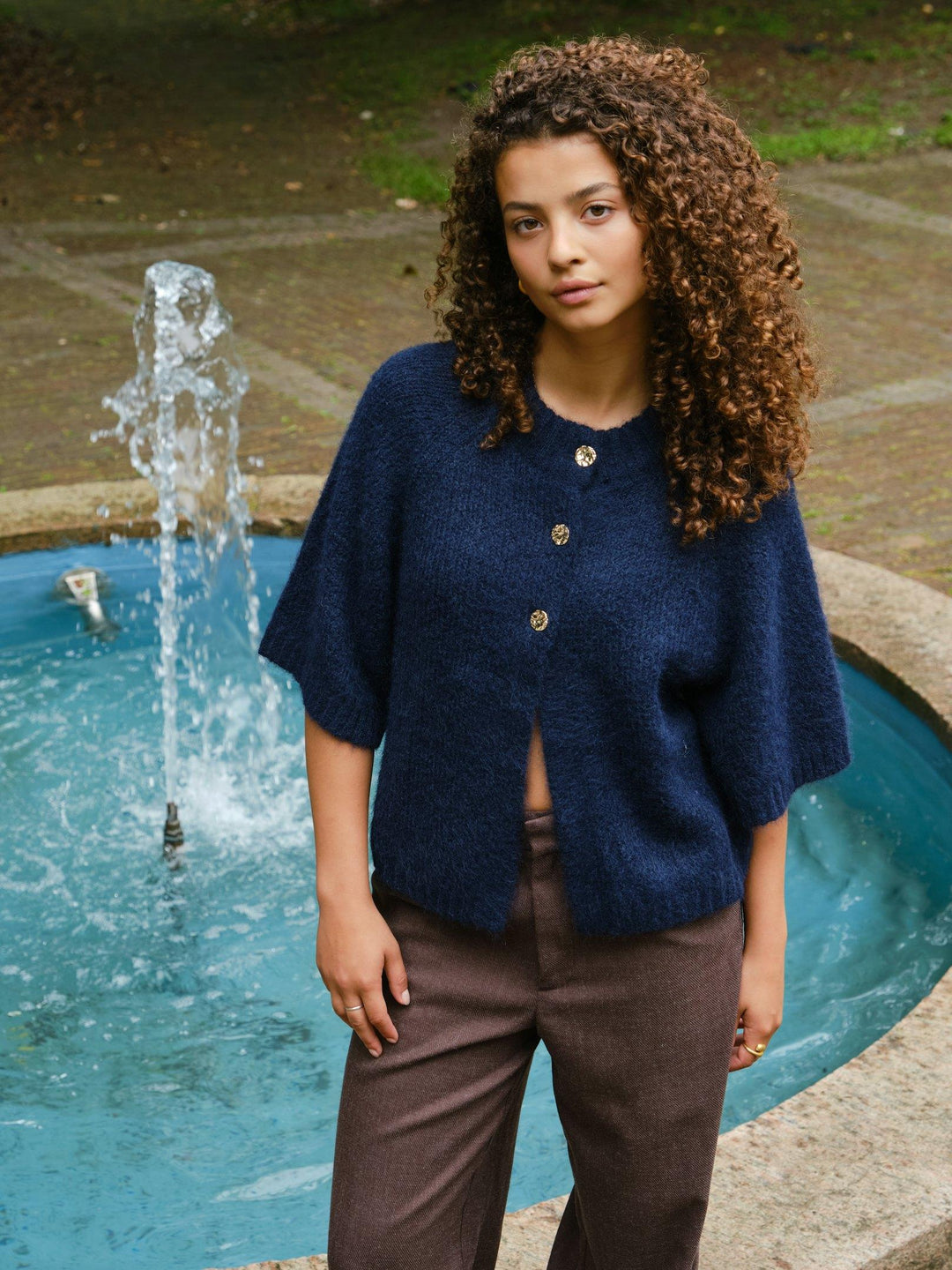 Benuta Fluffy Knit Cardigan Navy
