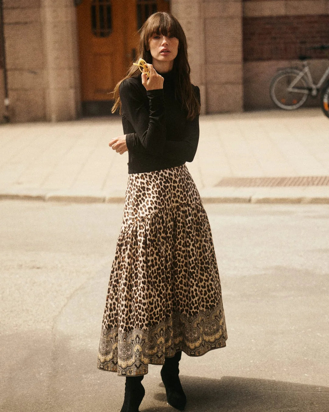 Taffeta Midi Skirt Wild Paisley