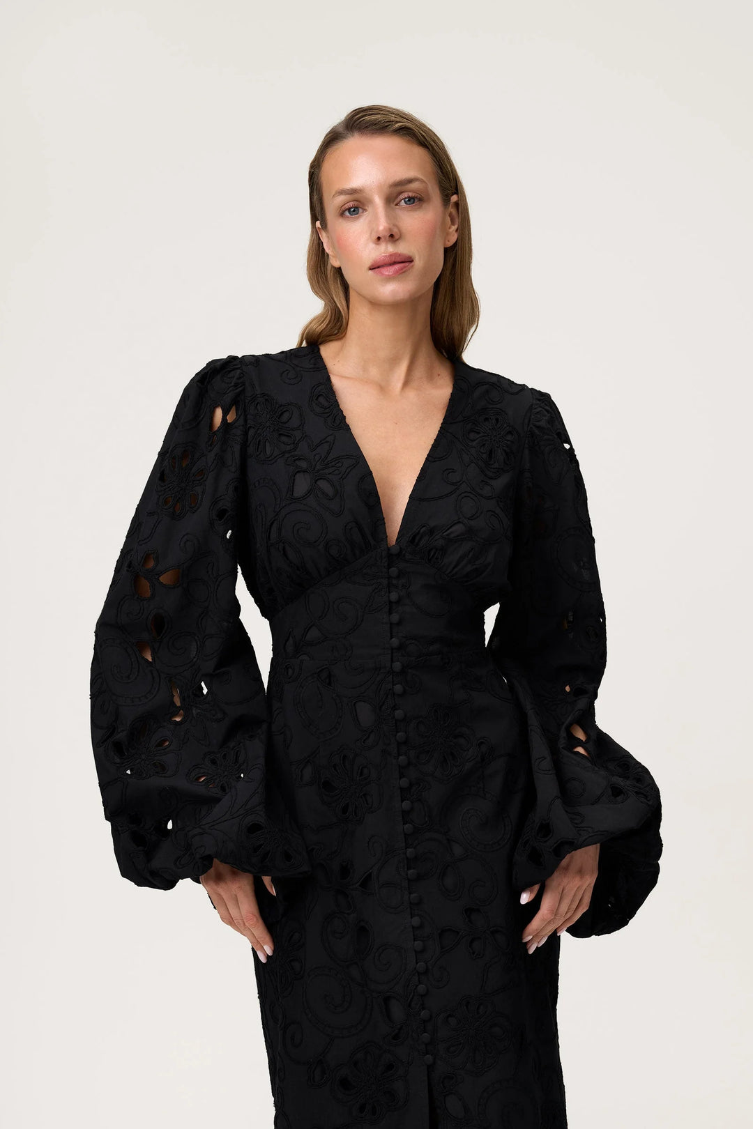 Positano Dress Black Embroidery