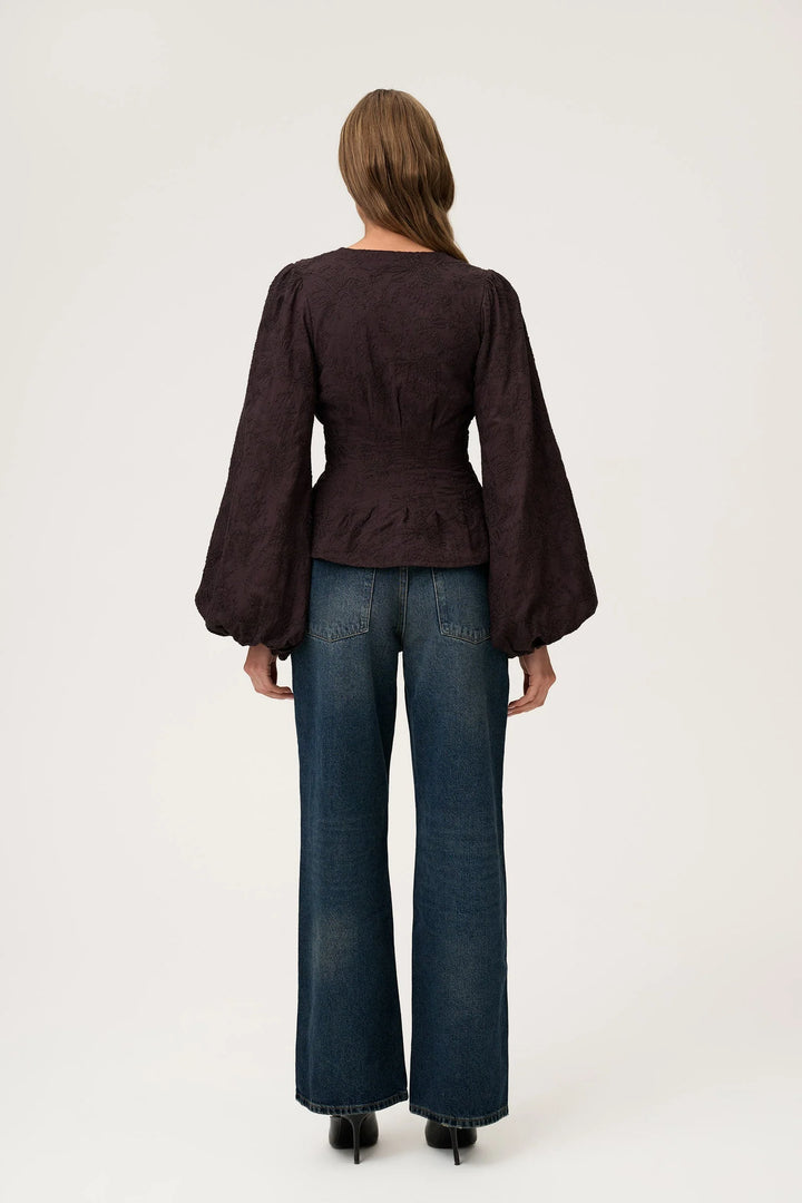 Palena Blouse Brown Embroidery
