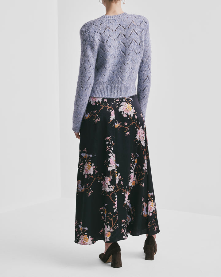 Satin Skirt Midnight Birds