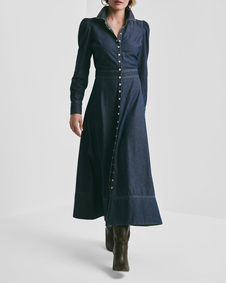 Denim Maxi Dress Dark Blue