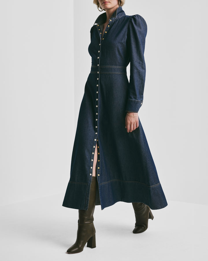 Denim Maxi Dress Dark Blue