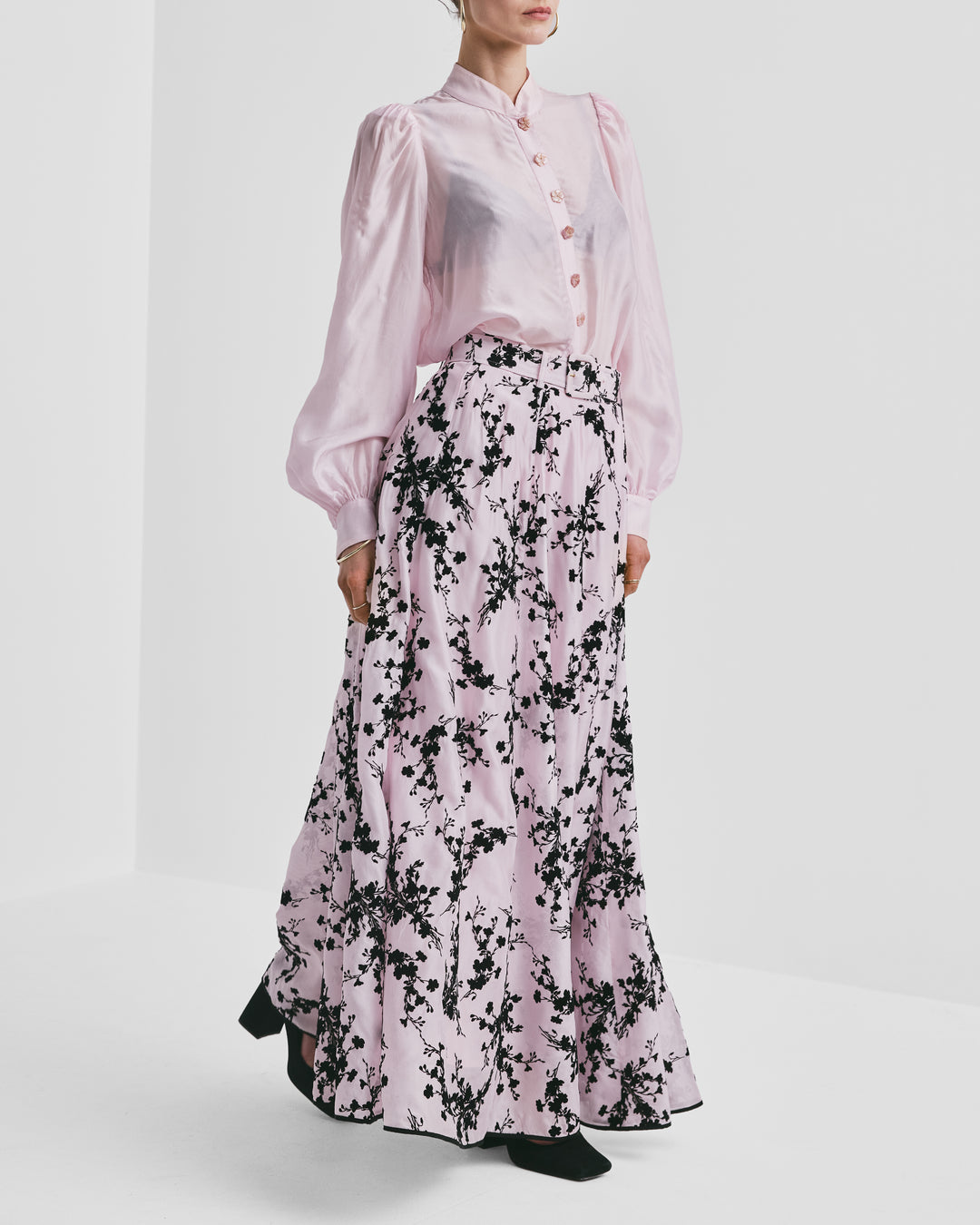 Striped Organza Blouse Light Pink