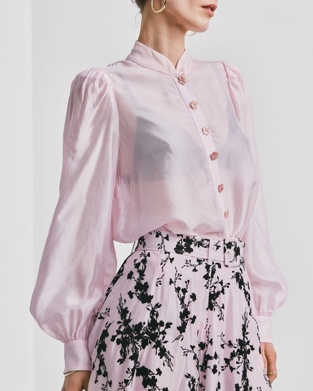 Striped Organza Blouse Light Pink