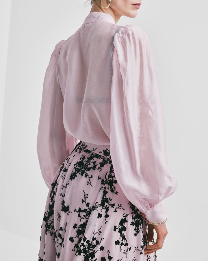 Striped Organza Blouse Light Pink