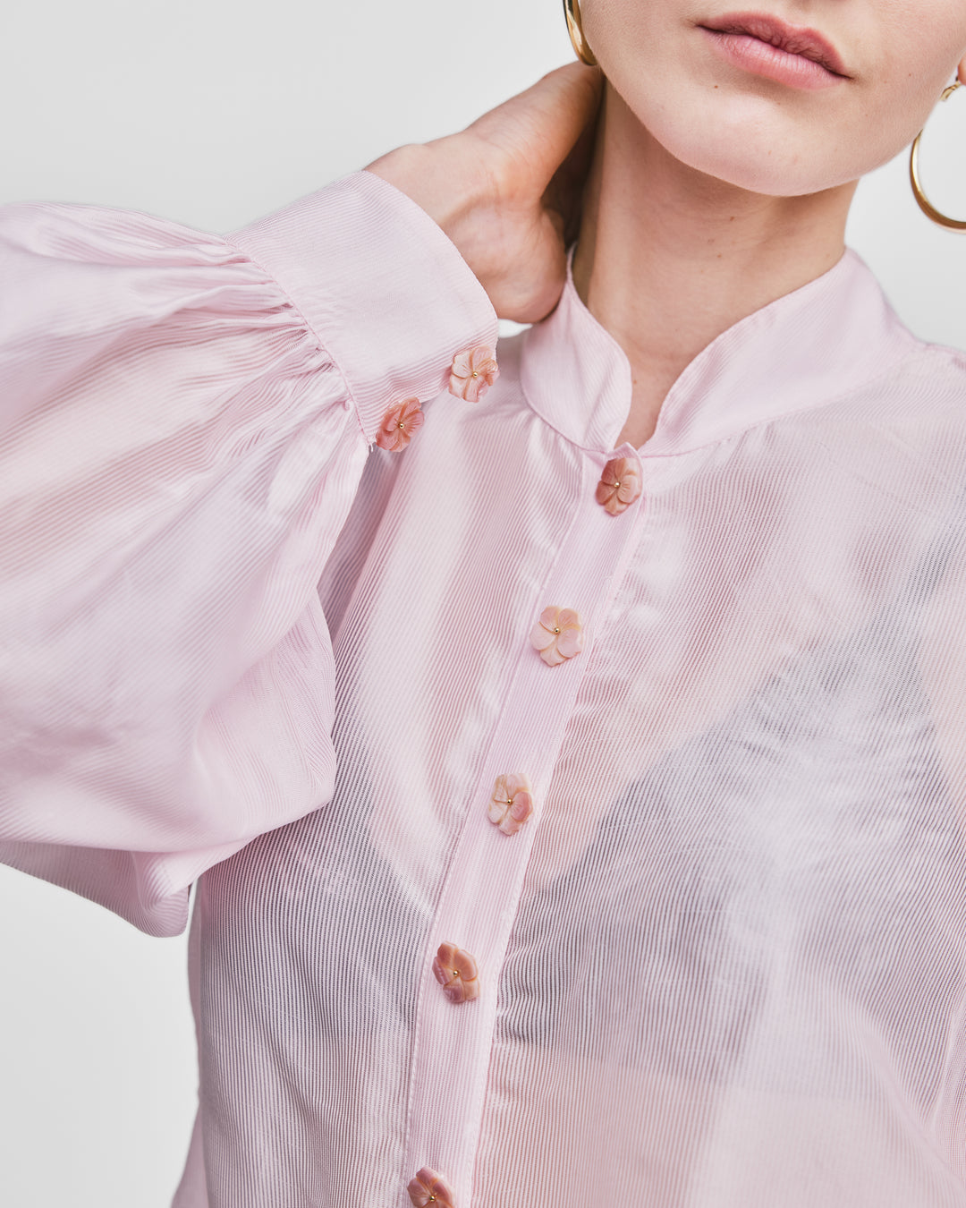 Striped Organza Blouse Light Pink