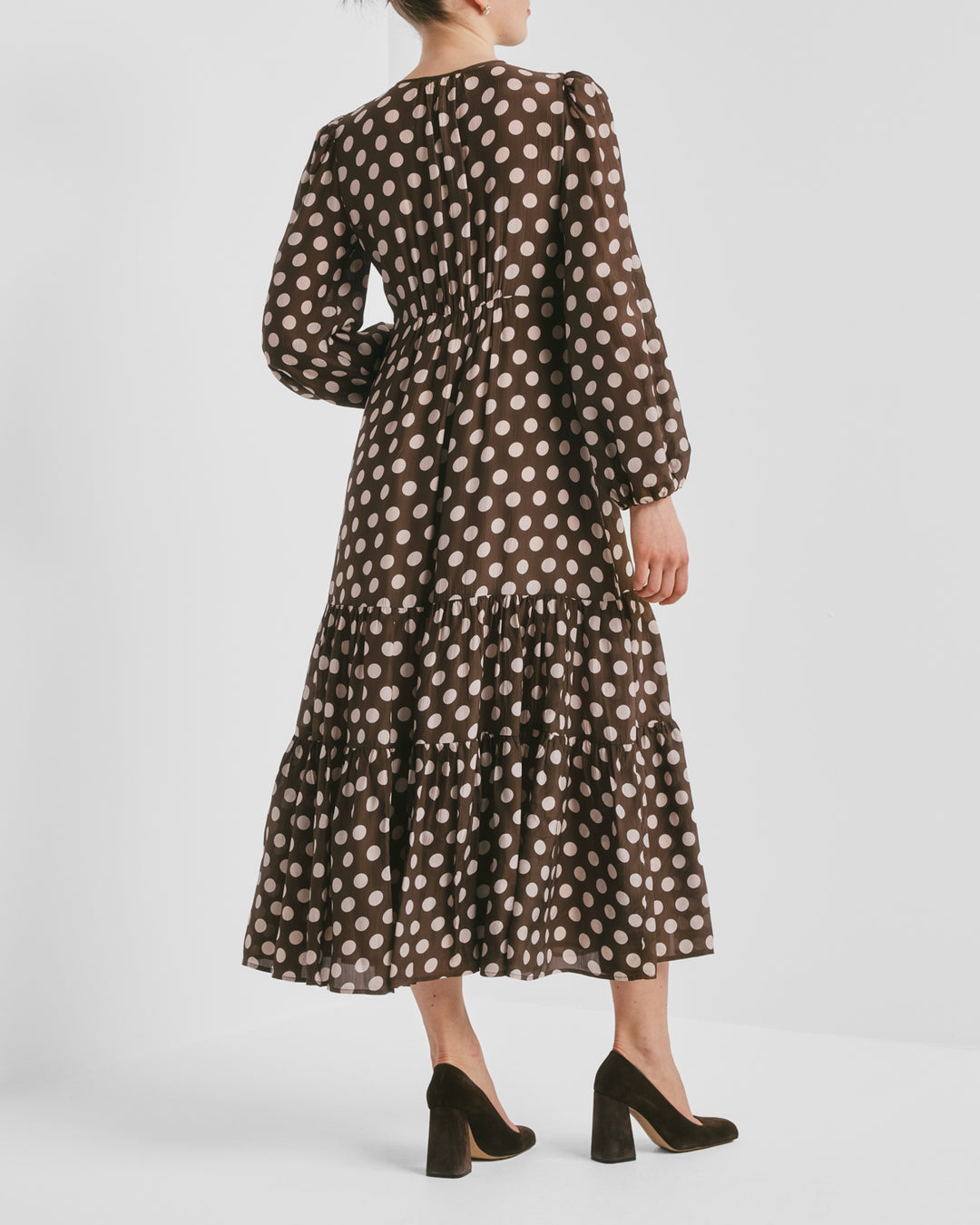 Striped Organza Midi Dress Dots