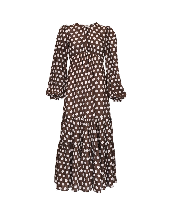 Striped Organza Midi Dress Dots