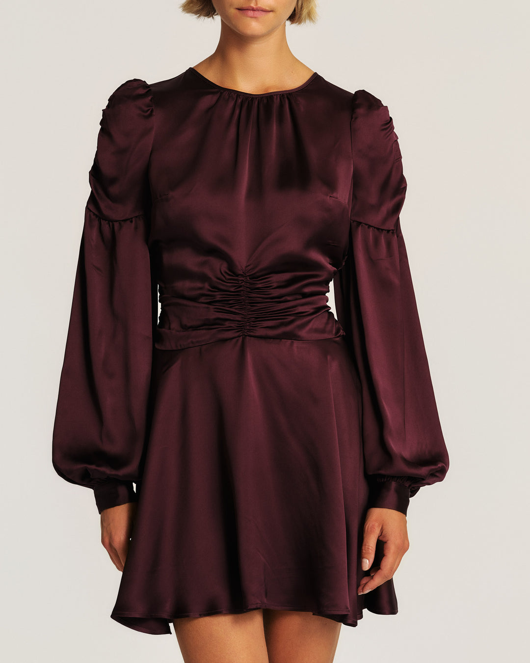 Satin Mini Dress Burgundy
