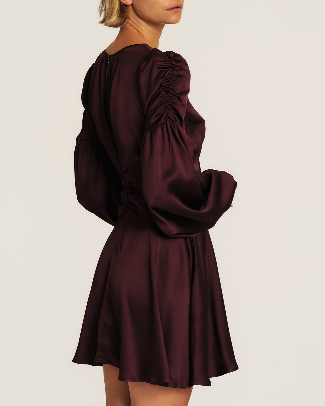 Satin Mini Dress Burgundy