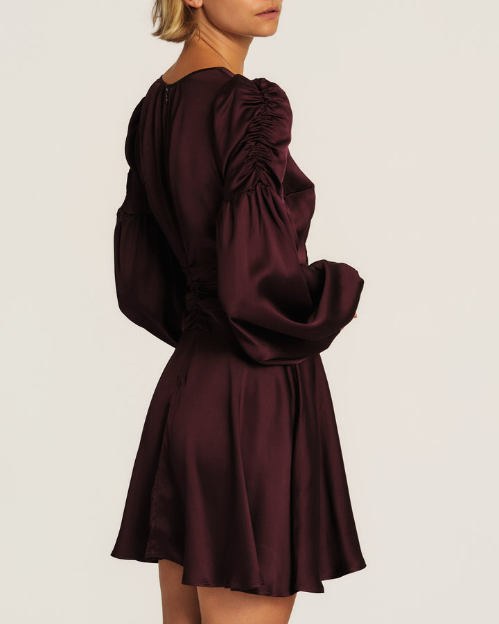 Satin Mini Dress Burgundy